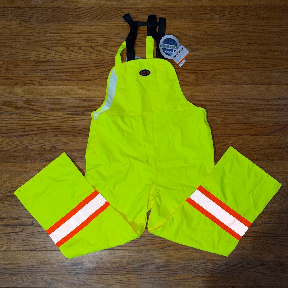 New Neon Yellow Reflective Waterproof Overalls Medium